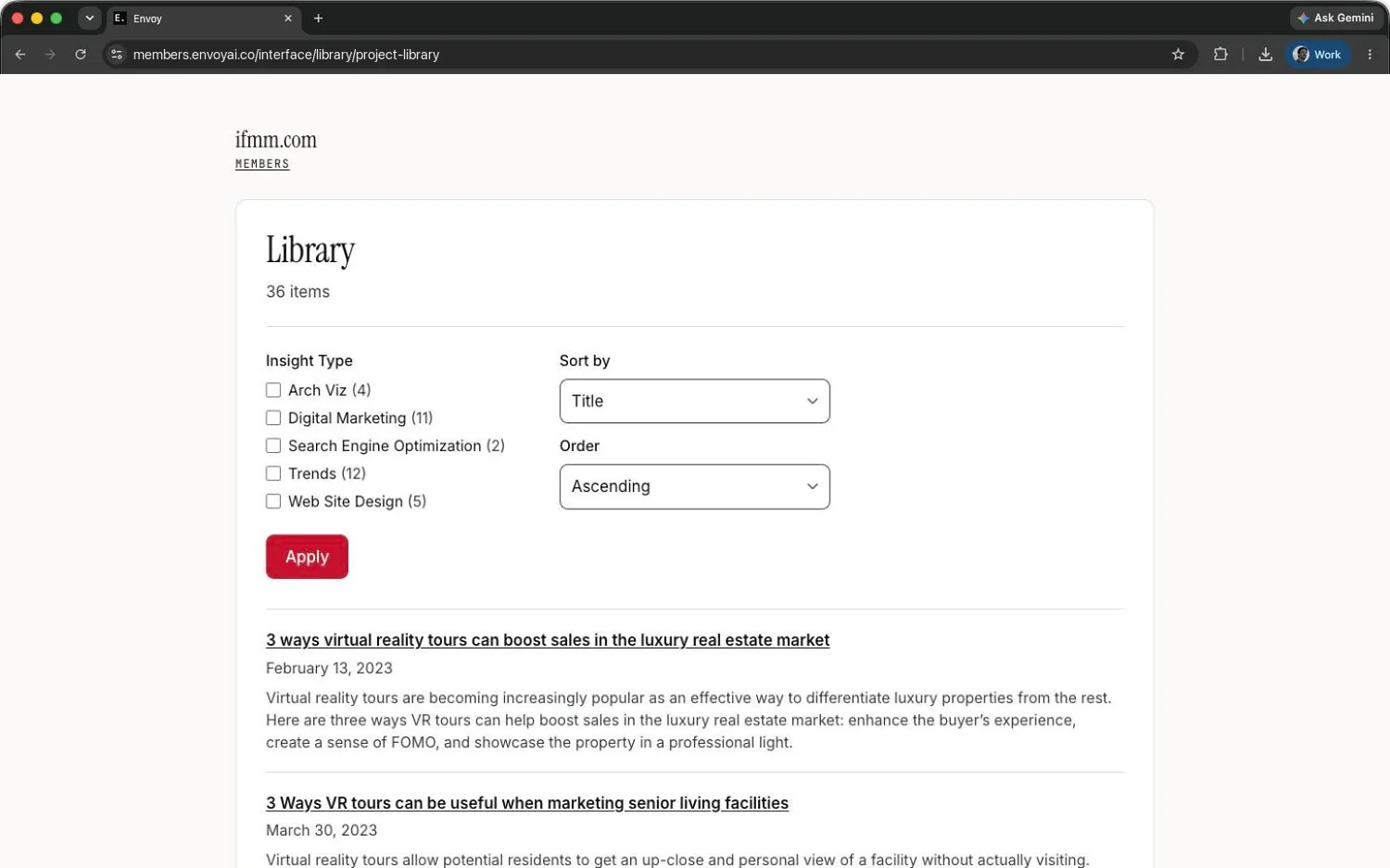 A members' library behind a sign-in in Interface's brand, from Interface's demo workspace.